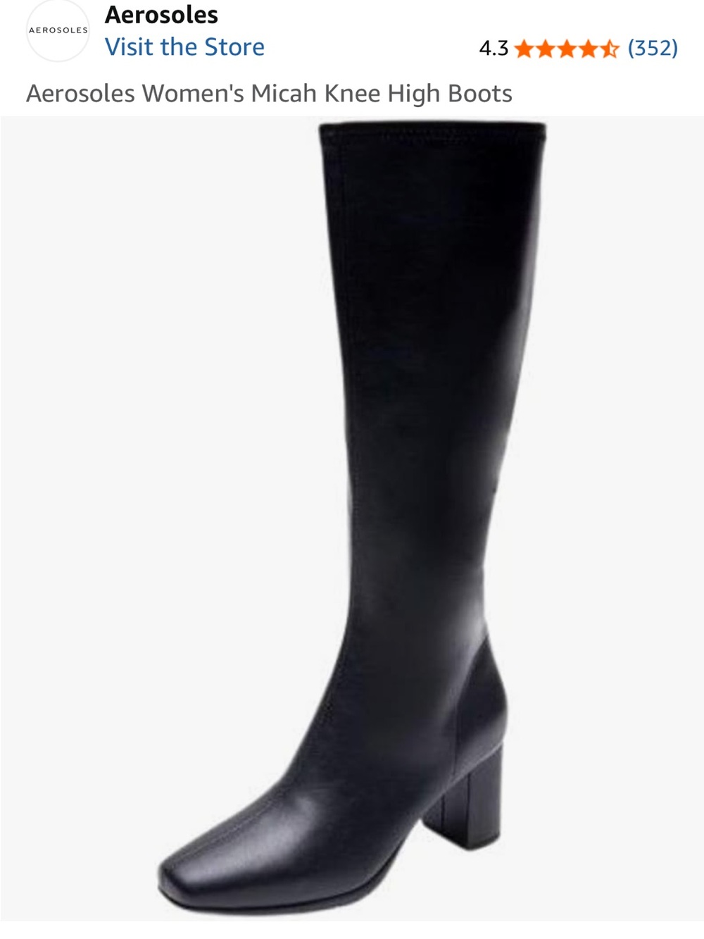 AEROSOLES Micah Black Knee-High Block Heel Boot 10 NWT